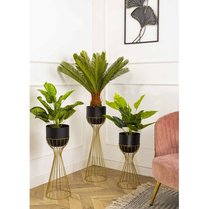 Metalinis vazonas LOFT 46x20 cm auksas/juoda