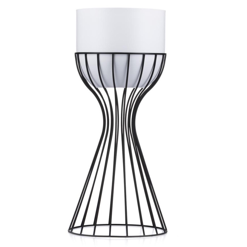 Metalinis vazonas LOFT 46x20 cm juoda/balta