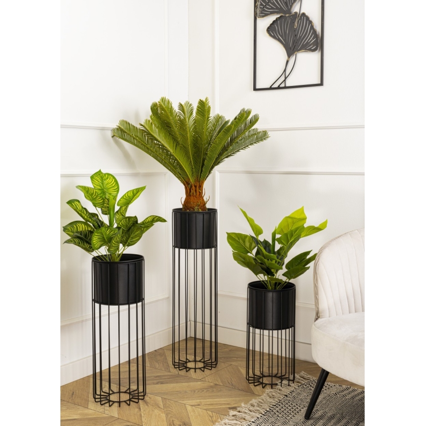 Metalinis vazonas LOFT 55x20 cm juoda