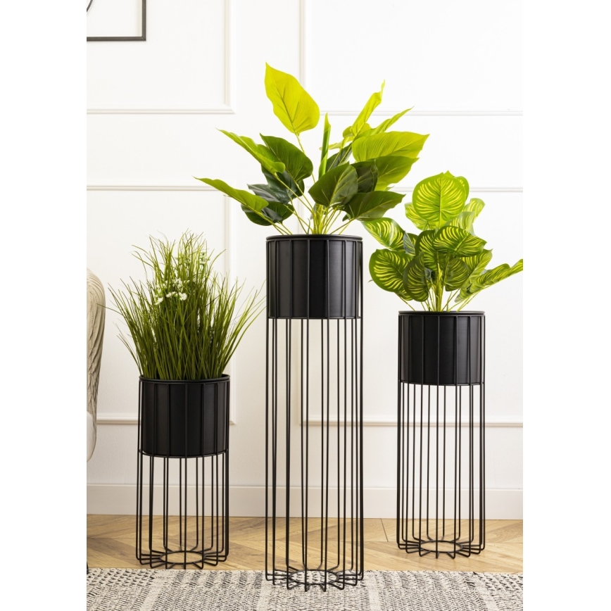 Metalinis vazonas LOFT 55x20 cm juoda