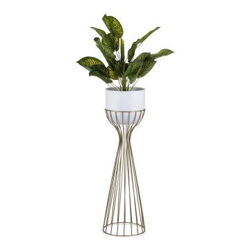 Metalinis vazonas LOFT 68x20 cm auksas/balta