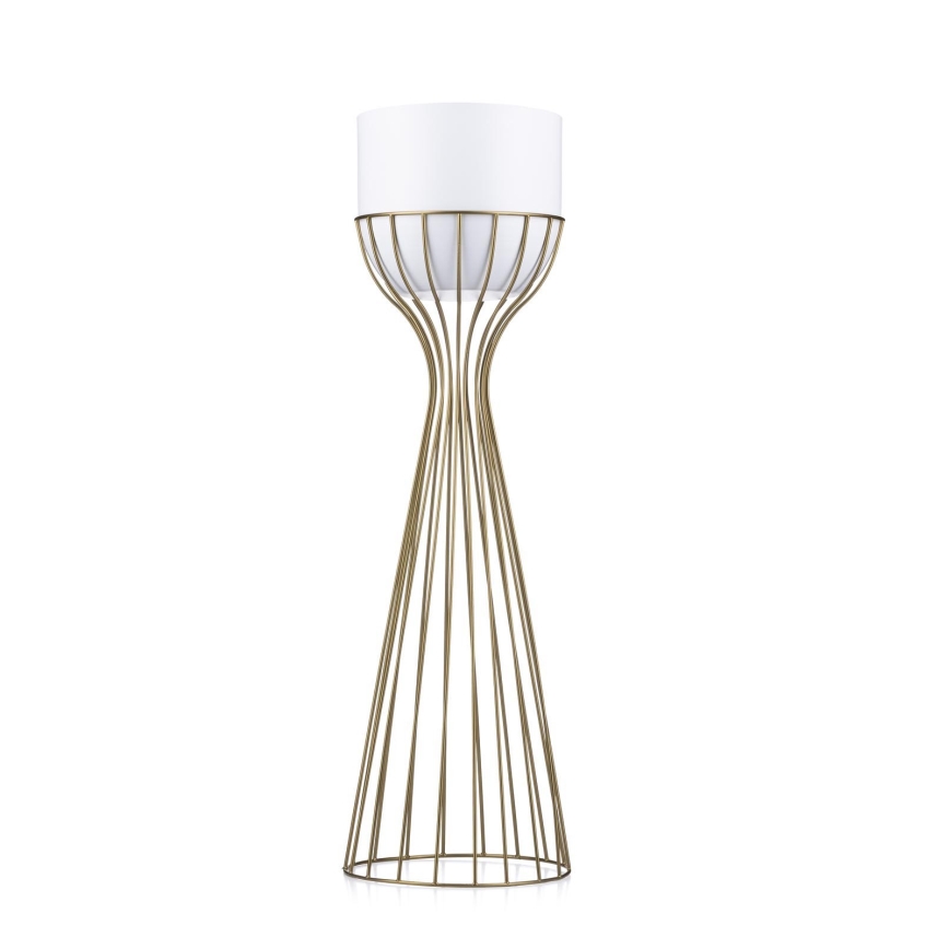 Metalinis vazonas LOFT 68x20 cm auksas/balta