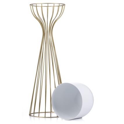 Metalinis vazonas LOFT 68x20 cm auksas/balta