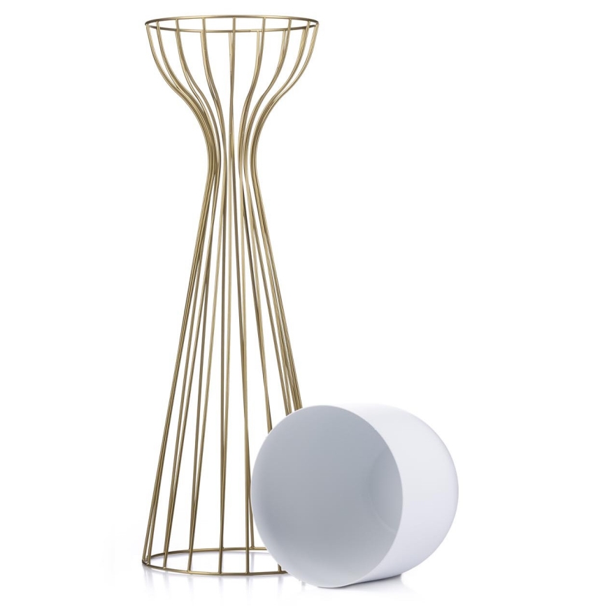 Metalinis vazonas LOFT 68x20 cm auksas/balta