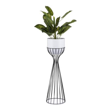 Metalinis vazonas LOFT 68x20 cm juoda/balta