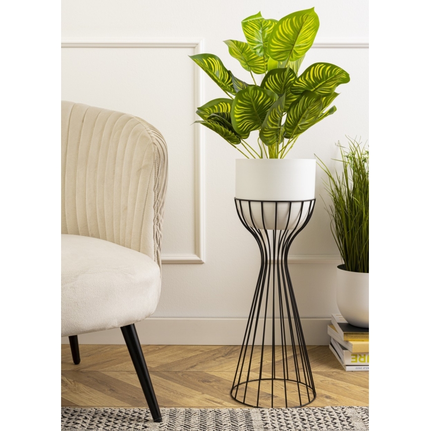 Metalinis vazonas LOFT 68x20 cm juoda/balta