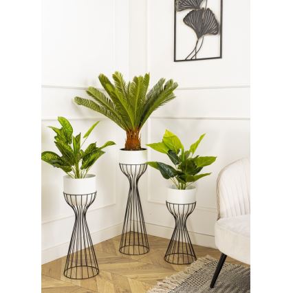 Metalinis vazonas LOFT 68x20 cm juoda/balta