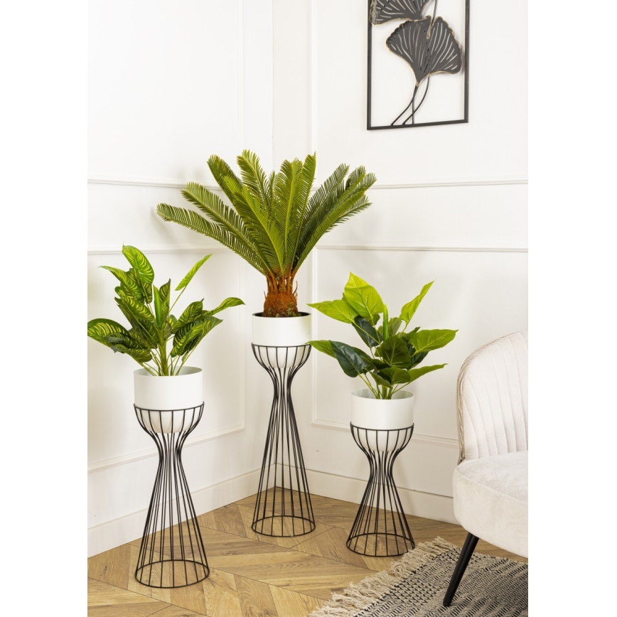 Metalinis vazonas LOFT 68x20 cm juoda/balta
