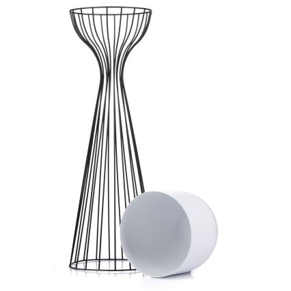 Metalinis vazonas LOFT 68x20 cm juoda/balta