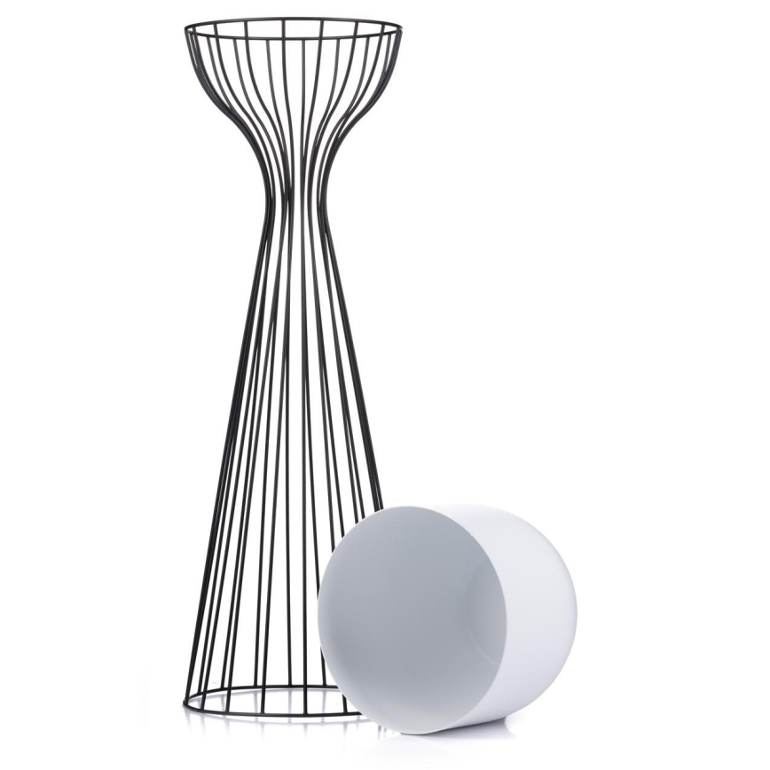 Metalinis vazonas LOFT 68x20 cm juoda/balta