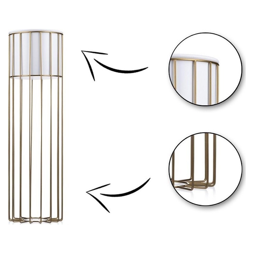 Metalinis vazonas LOFT 70x20 cm auksas/balta