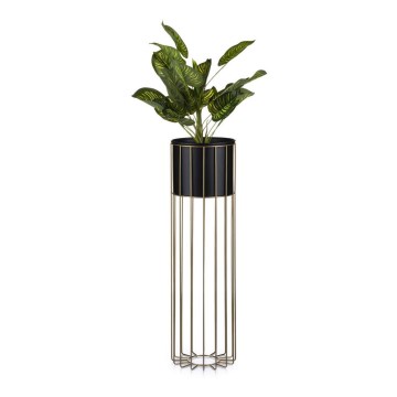 Metalinis vazonas LOFT 70x20 cm auksas/juoda