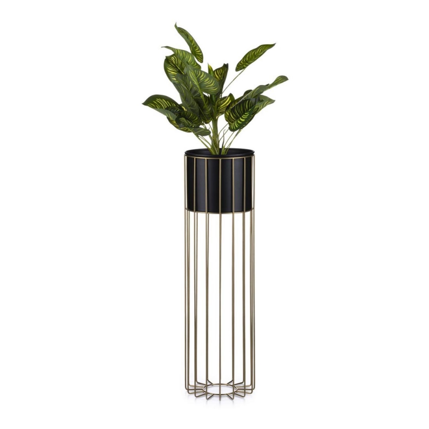 Metalinis vazonas LOFT 70x20 cm auksas/juoda