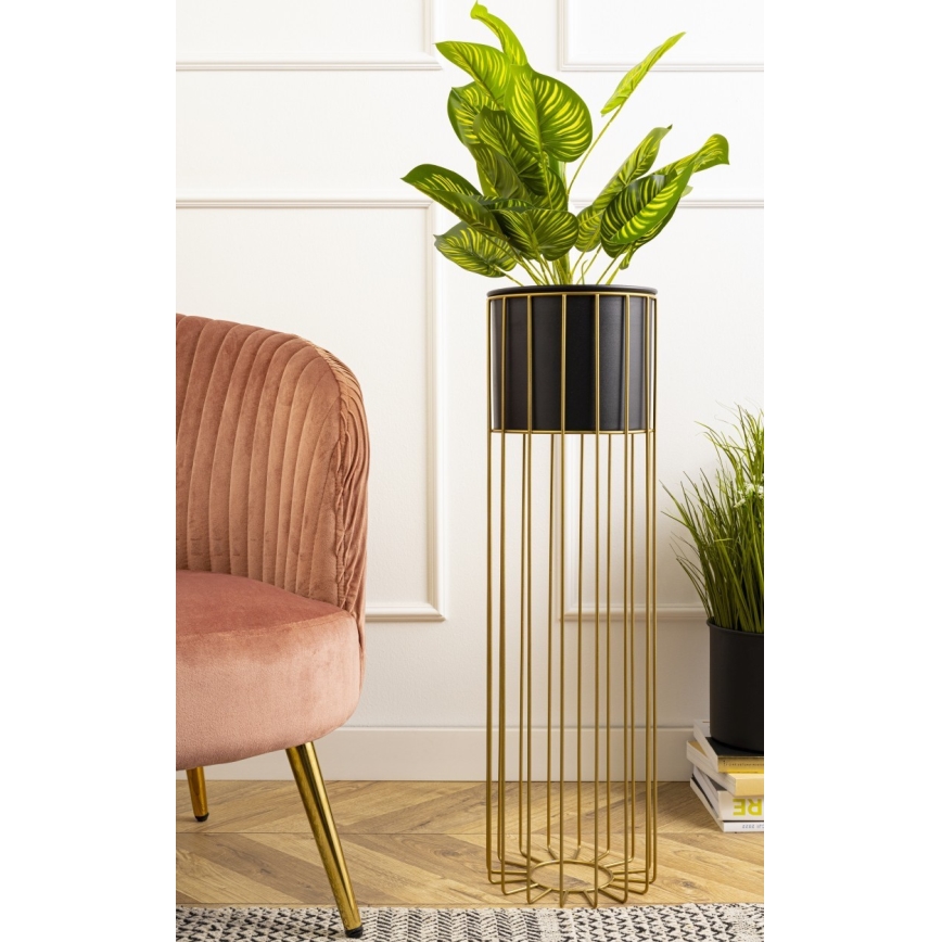 Metalinis vazonas LOFT 70x20 cm auksas/juoda
