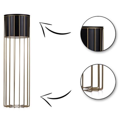Metalinis vazonas LOFT 70x20 cm auksas/juoda