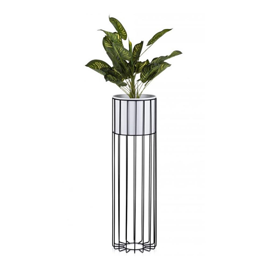 Metalinis vazonas LOFT 70x20 cm juoda/balta
