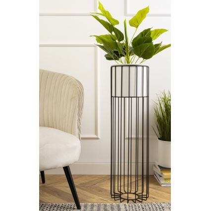 Metalinis vazonas LOFT 70x20 cm juoda/balta