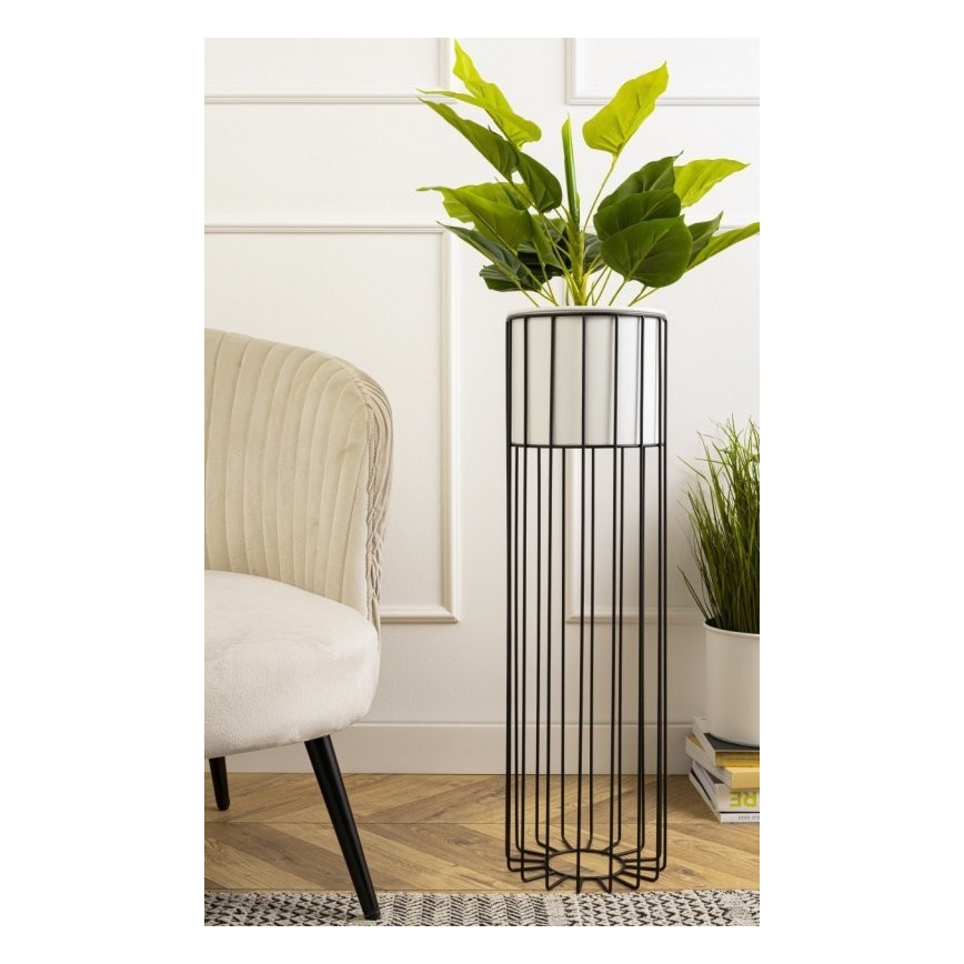 Metalinis vazonas LOFT 70x20 cm juoda/balta