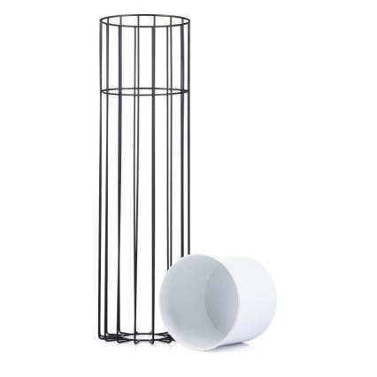 Metalinis vazonas LOFT 70x20 cm juoda/balta