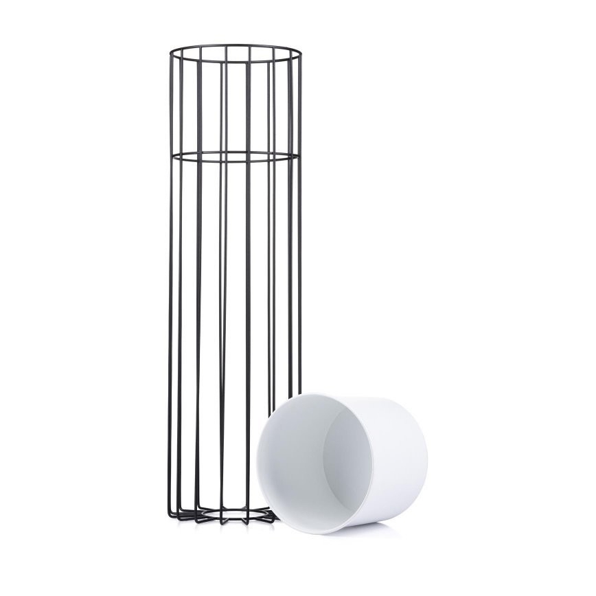 Metalinis vazonas LOFT 70x20 cm juoda/balta