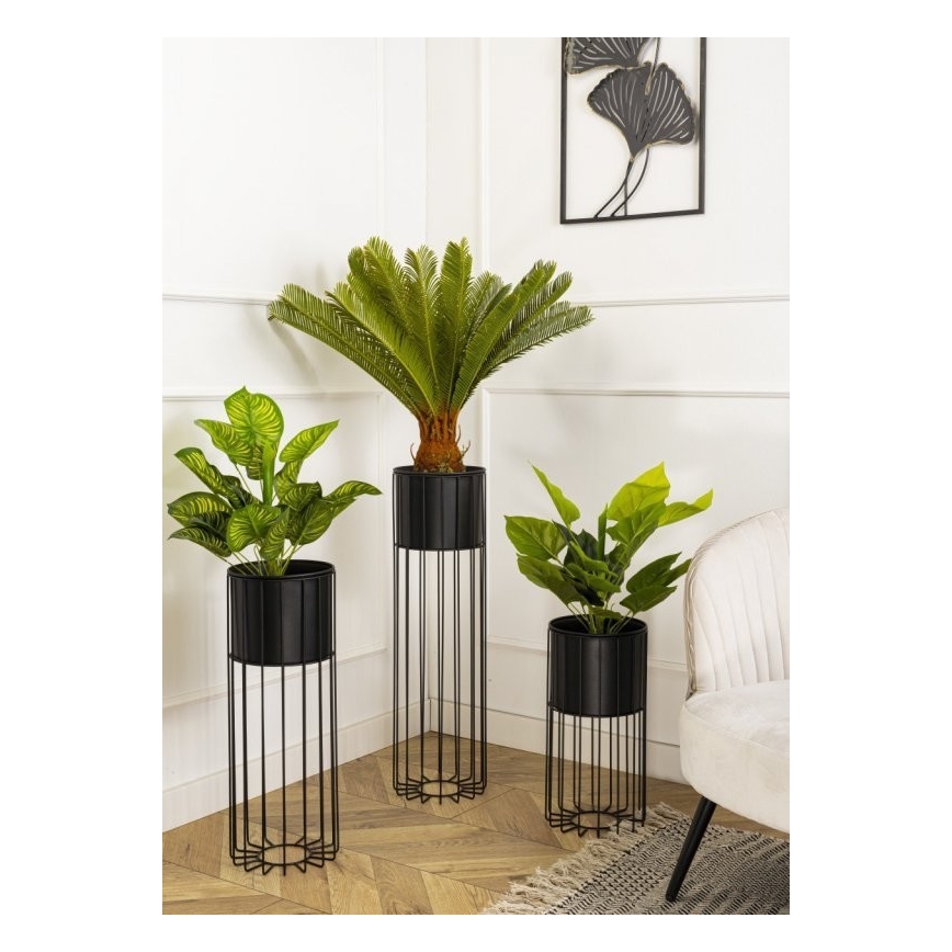 Metalinis vazonas LOFT 70x20 cm juoda