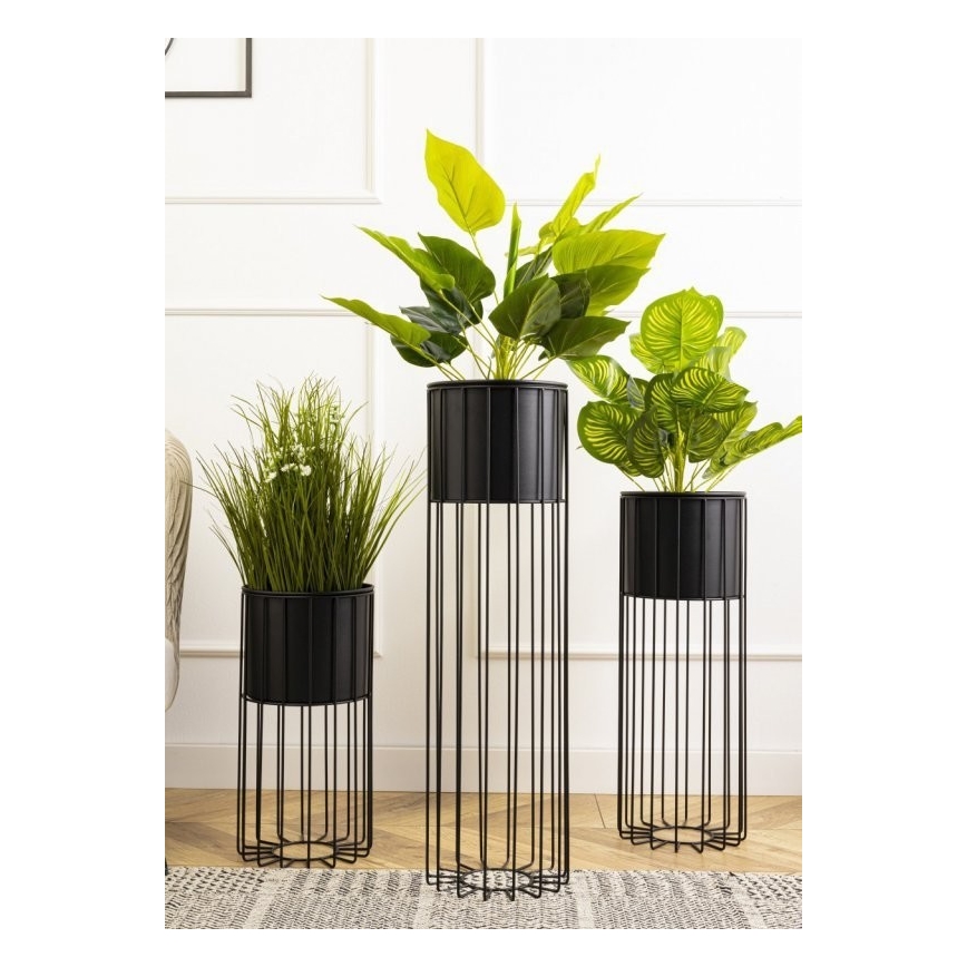 Metalinis vazonas LOFT 70x20 cm juoda