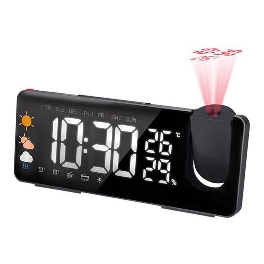 Meteorologinė stotis su LCD ekranu, žadintuvu ir projektoriumi 5V/2xAA + 3xAA
