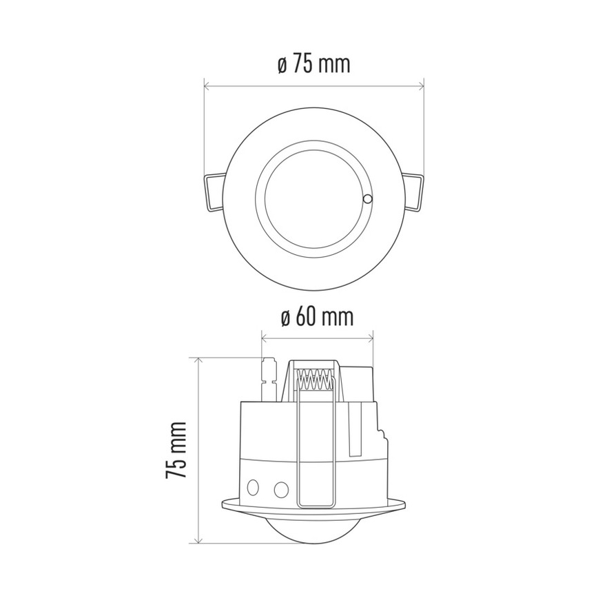 Mikrobangų judesio jutiklis įleidžiamas MW B 360 ° 1200W / 230V baltas