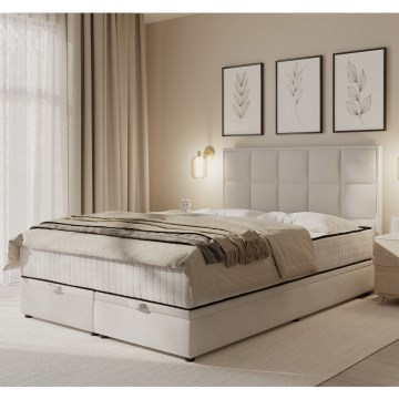 Minkšta lova su čiužiniais ir sandėliavimo vietos GRACE 160x200 cm smėlio spalva