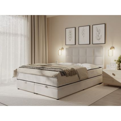 Minkšta lova su čiužiniais ir sandėliavimo vietos GRACE 180x200 cm smėlio spalva