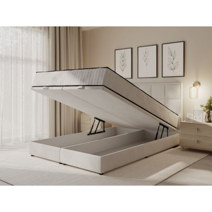 Minkšta lova su čiužiniais ir sandėliavimo vietos GRACE 180x200 cm smėlio spalva