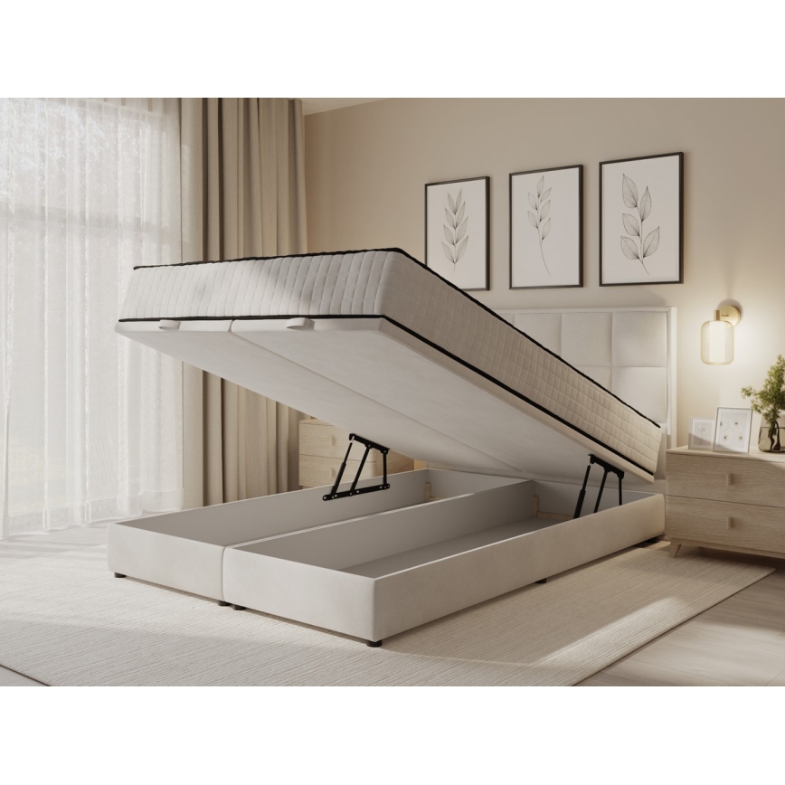 Minkšta lova su čiužiniais ir sandėliavimo vietos GRACE 180x200 cm smėlio spalva
