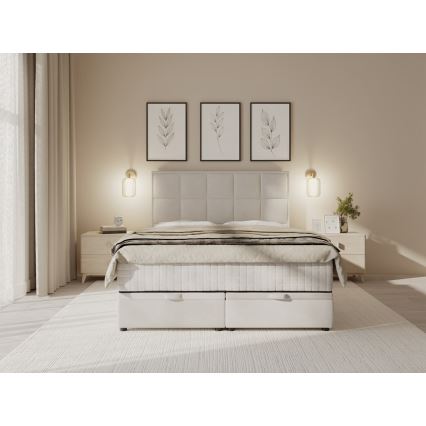 Minkšta lova su čiužiniais ir sandėliavimo vietos GRACE 180x200 cm smėlio spalva