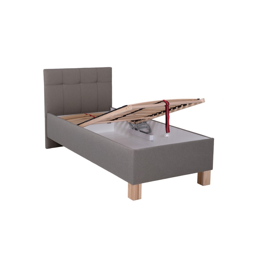 Minkšta lova su čiužiniu ir sandėliavimo vietos MARIA ONE 90x200 cm taupe