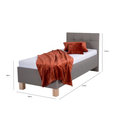 Minkšta lova su čiužiniu ir sandėliavimo vietos MARIA ONE 90x200 cm taupe