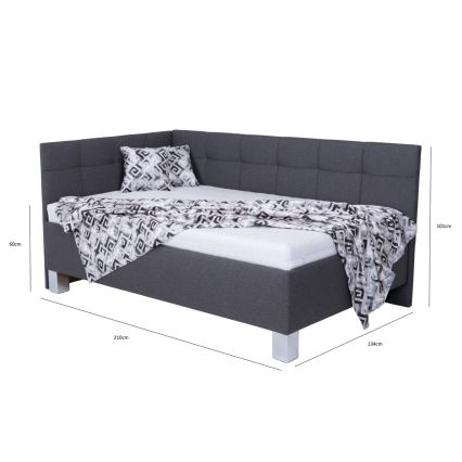 Minkšta lova su čiužiniu ir sandėliavimo vieta MARIA PETITE 120x200 cm pilka