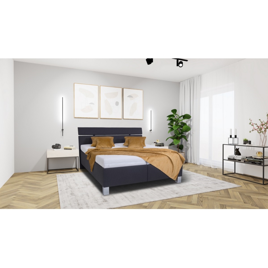Minkšta lova su čiužiniu ir sandėliavimo vietos ALIS 160x200 cm antracitas