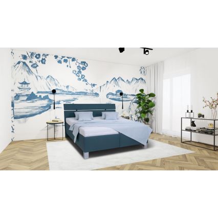 Minkšta lova su čiužiniu ir sandėliavimo vietos ALIS 160x200 cm benzininis mėlynas