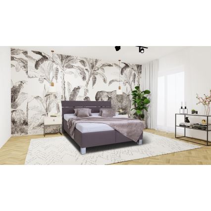 Minkšta lova su čiužiniu ir sandėliavimo vietos ALIS 160x200 cm ruda