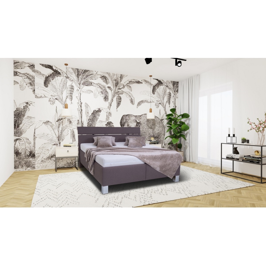 Minkšta lova su čiužiniu ir sandėliavimo vietos ALIS 160x200 cm ruda