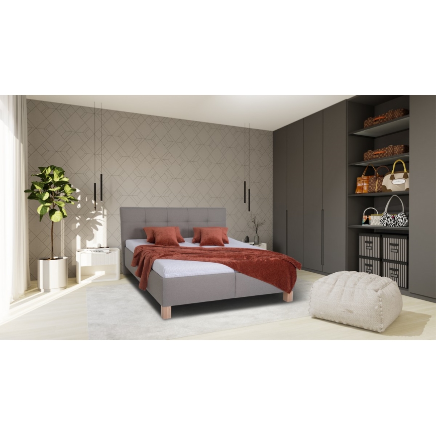 Minkšta lova su čiužiniu ir sandėliavimo vietos MARIA 160x200 cm taupe