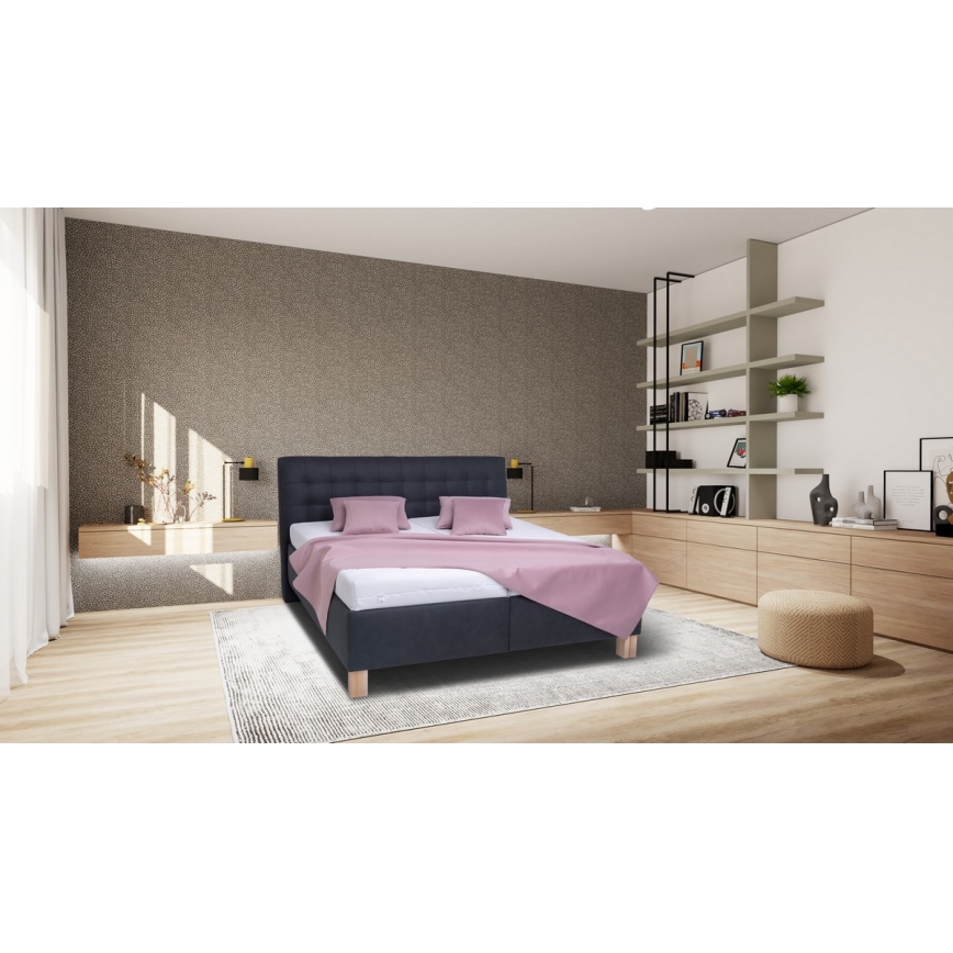 Minkšta lova su čiužiniu ir sandėliavimo vietos VIOLET 160x200 cm antracitas