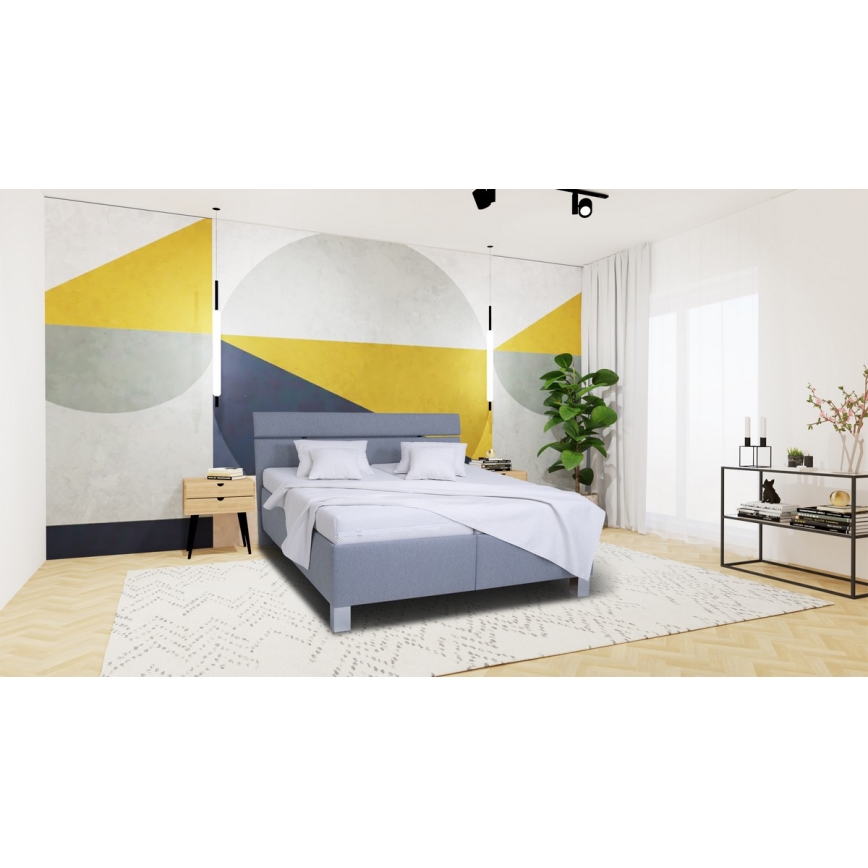 Minkšta lova su sandėliavimo vieta be čiužinio ALIS 160x200 cm šviesiai pilka