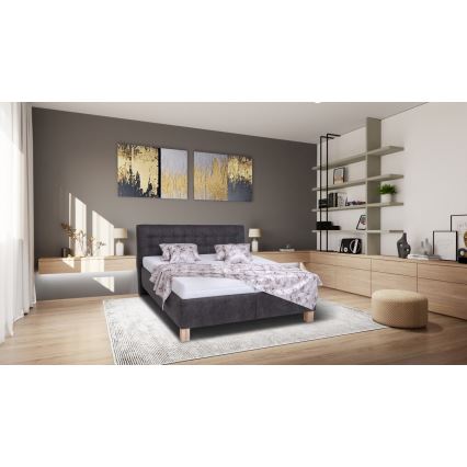 Minkšta lova su sandėliavimo vieta be čiužinio VIOLET 160x200 cm tamsiai pilka