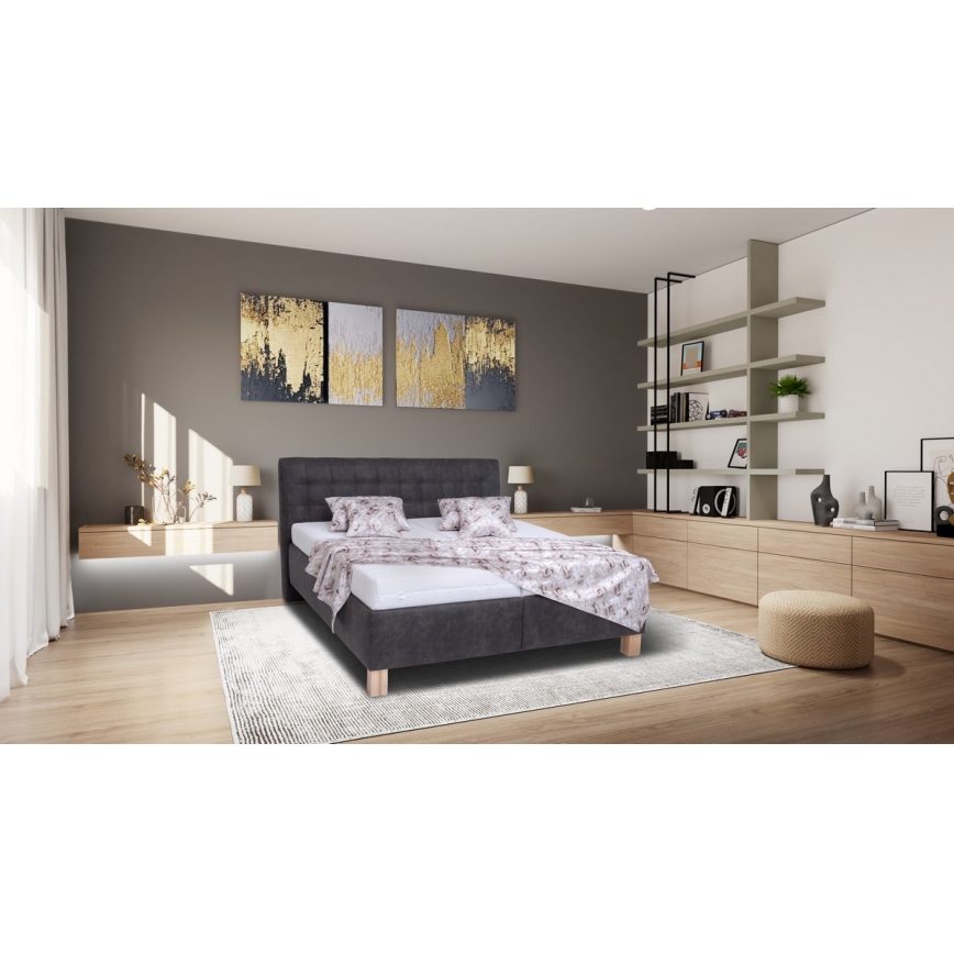 Minkšta lova su sandėliavimo vieta be čiužinio VIOLET 160x200 cm tamsiai pilka