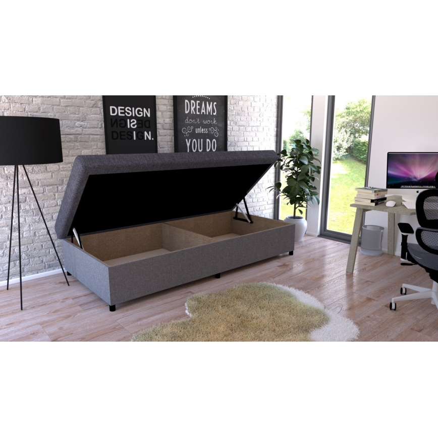 Minkšta lova su sandėliavimo vieta CORY 80x200 pilka