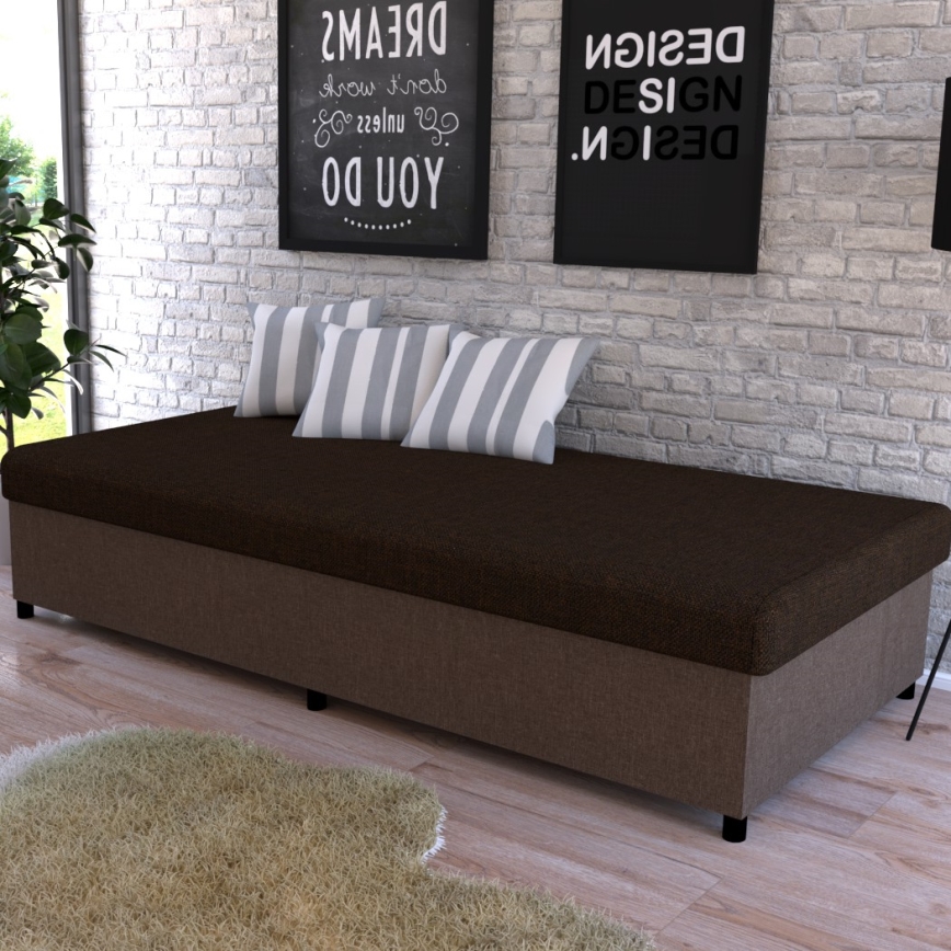 Minkšta lova su sandėliavimo vieta CORY 80x200 ruda