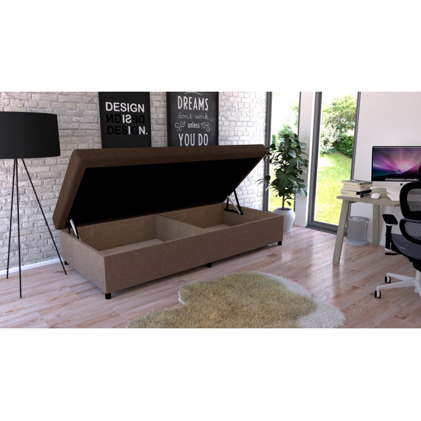 Minkšta lova su sandėliavimo vieta CORY 80x200 ruda