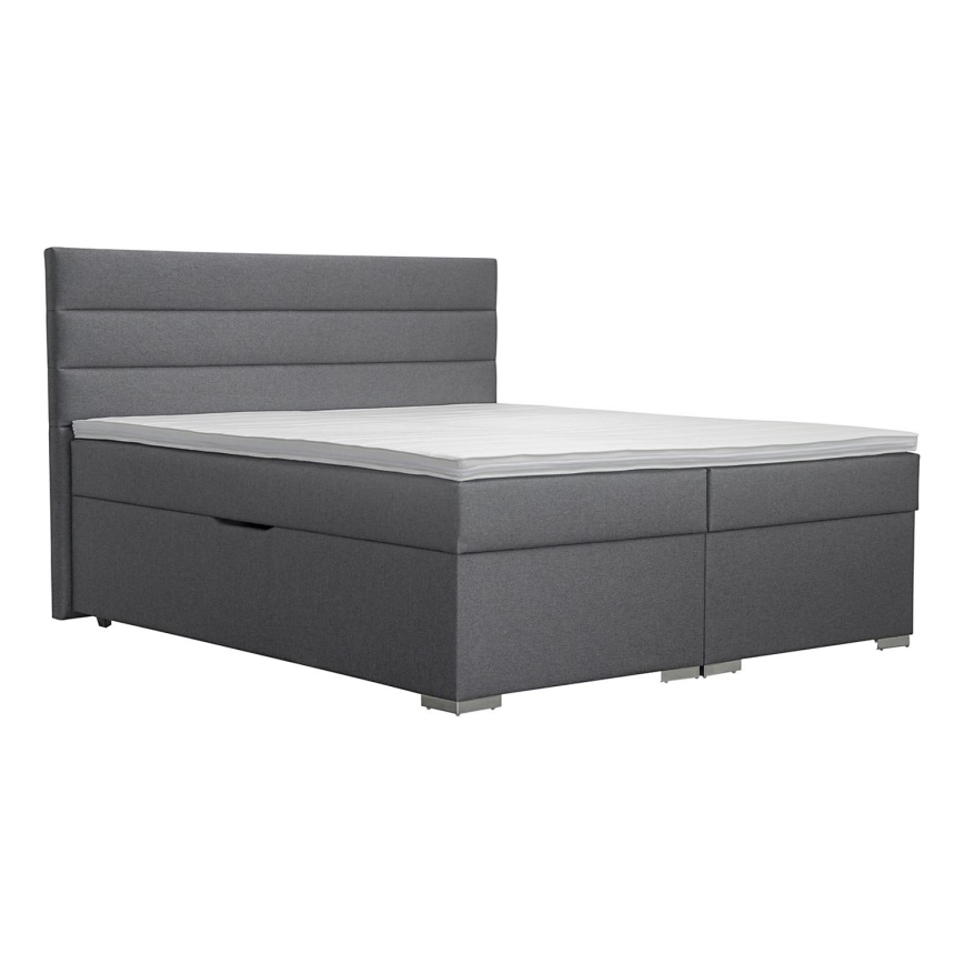Minkšta lova su sandėliavimo vieta ir matracemi su topper NEW BOLERO 160x200 cm pilka