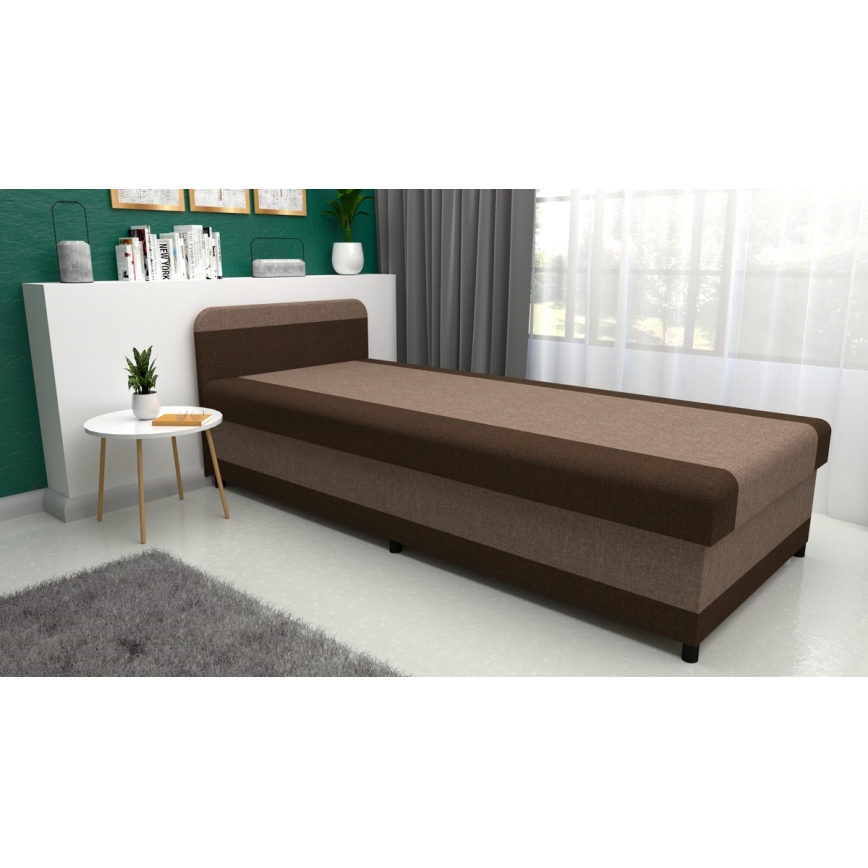 Minkšta lova su sandėliavimo vieta TALI 80x202 ruda/smėlio spalva